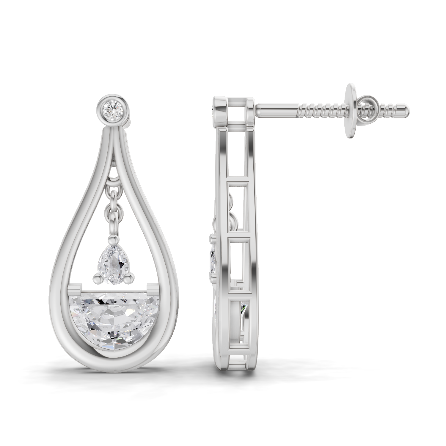 1.17 Carat Diamond Drop Earrings 14K - White Gold