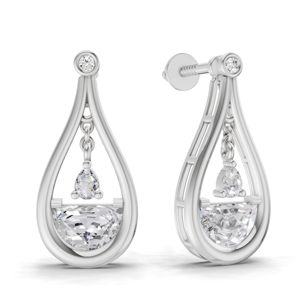 1.17 Carat Diamond Drop Earrings 14K - White Gold