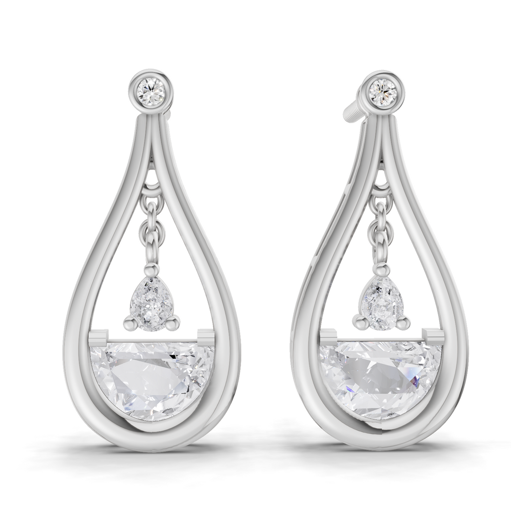 1.17 Carat Diamond Drop Earrings 14K - White Gold
