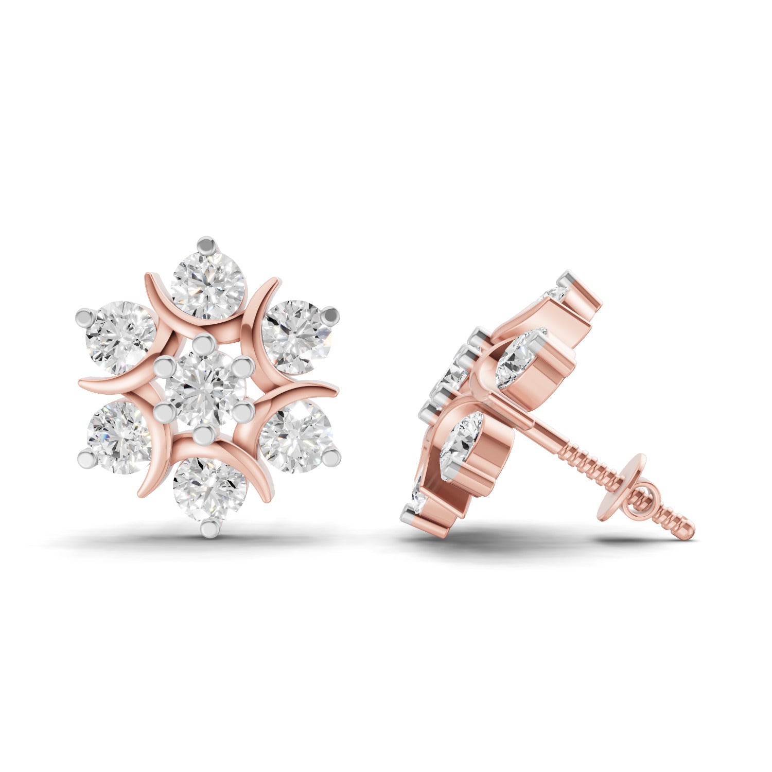 2.51 Carat Starlight Cluster Earring 14K - Rose Gold