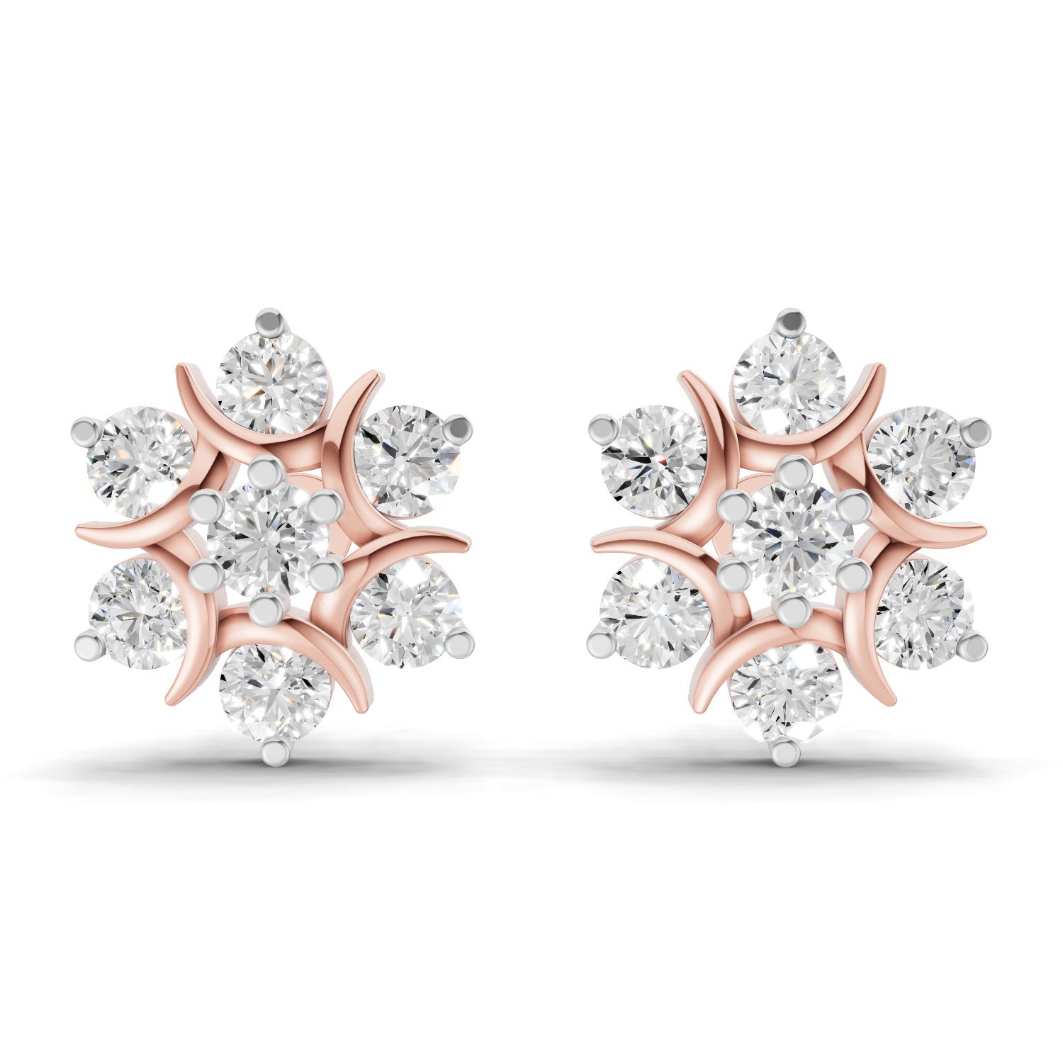 2.51 Carat Starlight Cluster Earring 14K - Rose Gold