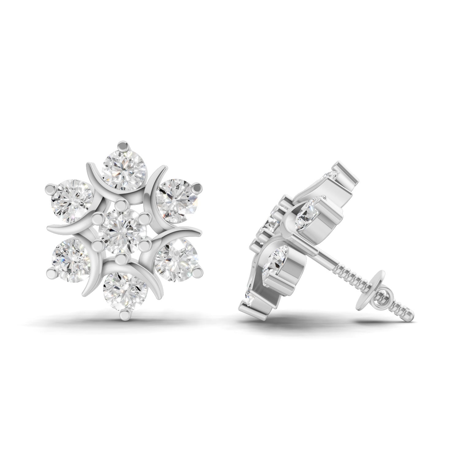 2.51 Carat Starlight Cluster Earring 14K - White Gold