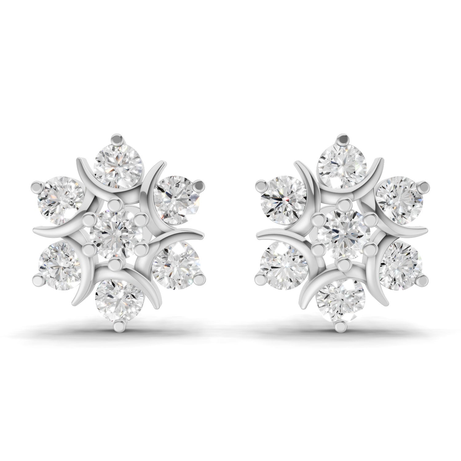 2.51 Carat Starlight Cluster Earring 14K - White Gold