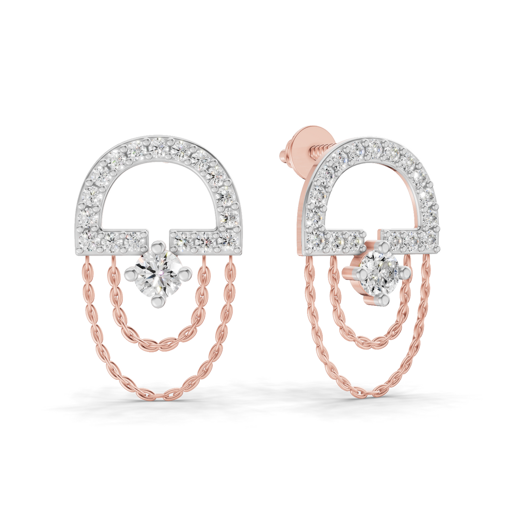 0.46 Carat Chain Drop Stud Earrings 14K - Rose Gold