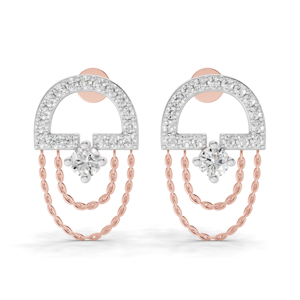 0.46 Carat Chain Drop Stud Earrings 14K - Rose Gold