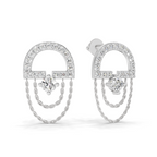 0.46 Carat Chain Drop Stud Earrings 14K - White Gold
