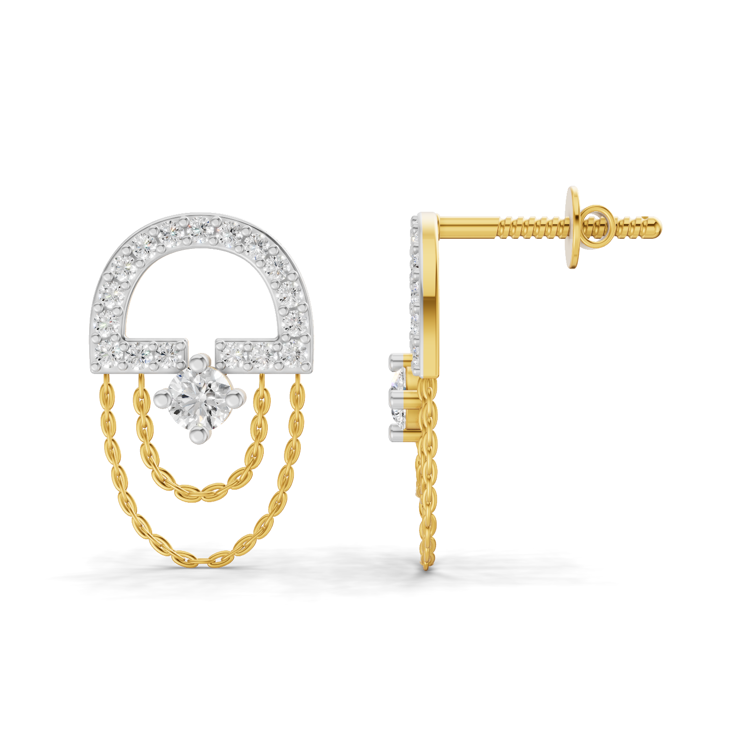 0.46 Carat Chain Drop Stud Earrings 14K
