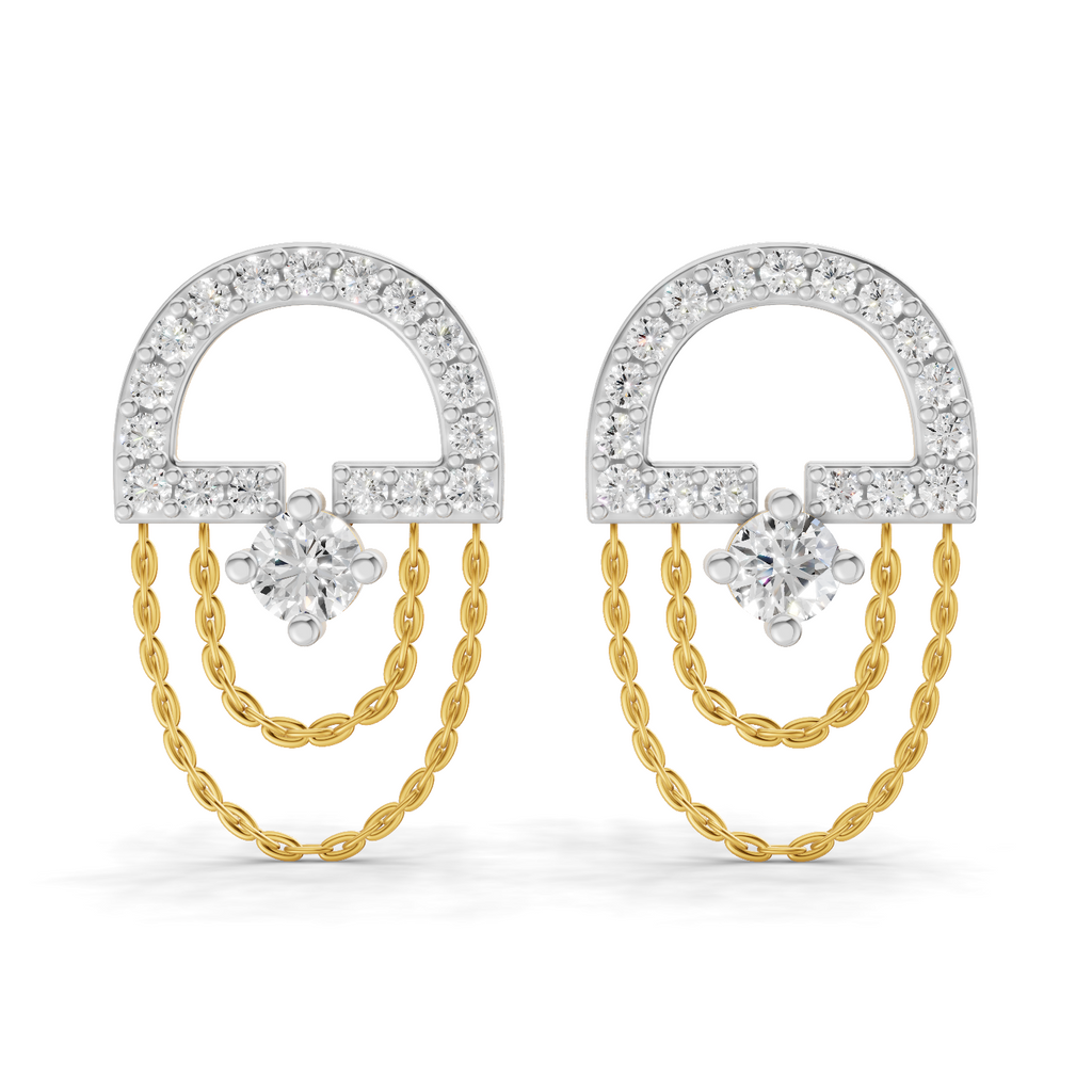 0.46 Carat Chain Drop Stud Earrings 14K
