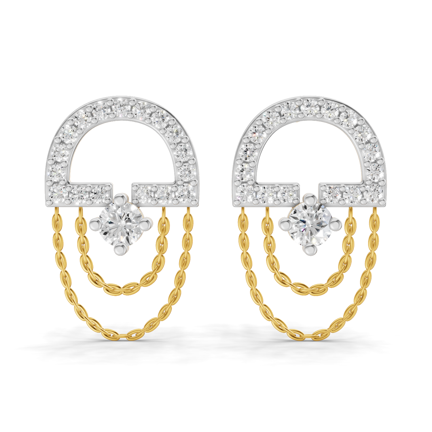 0.46 Carat Chain Drop Stud Earrings 14K