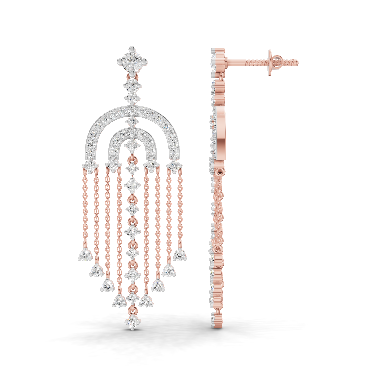 1.45 Carat Chandelier Earrings 14K - Rose Gold
