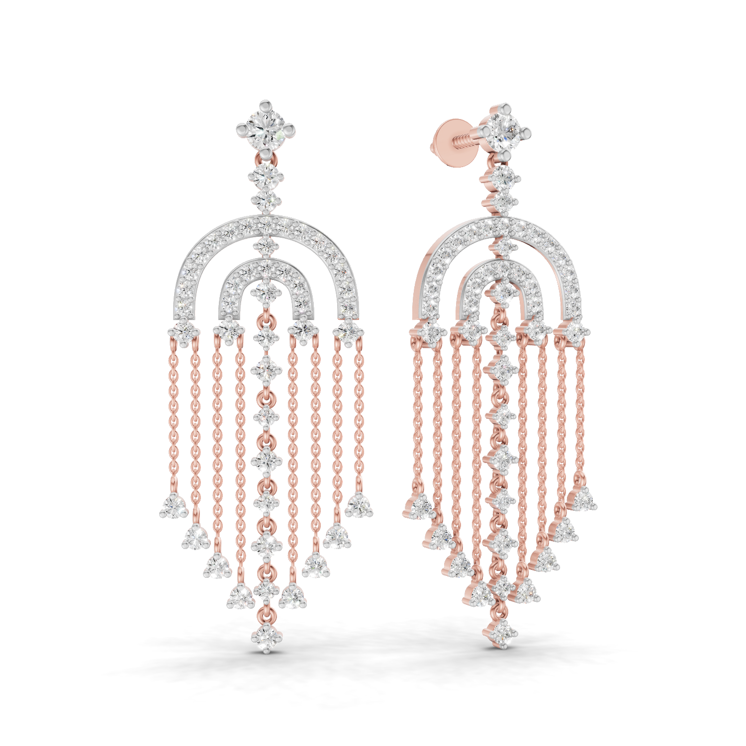 1.45 Carat Chandelier Earrings 14K - Rose Gold