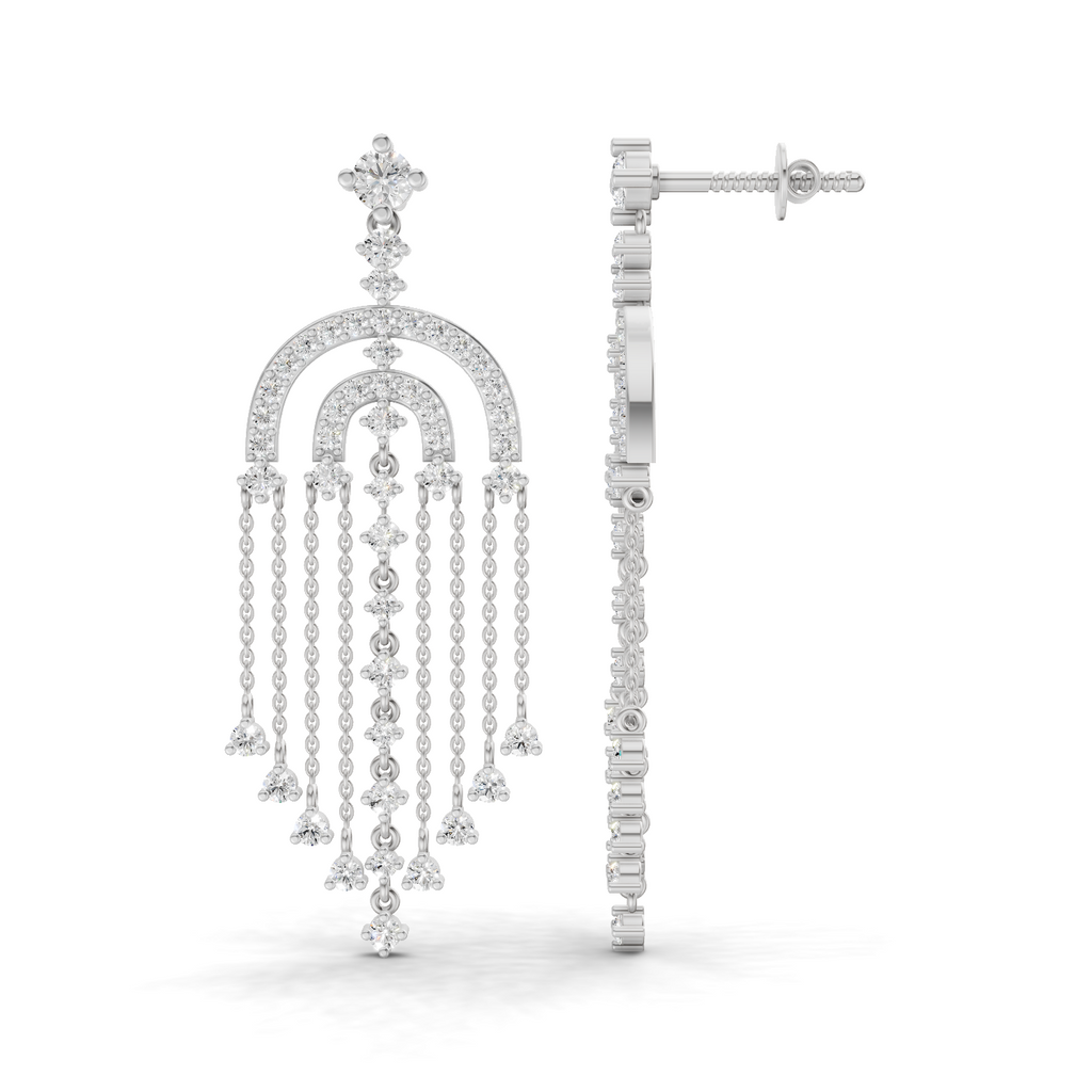 1.45 Carat Chandelier Earrings 14K - White Gold