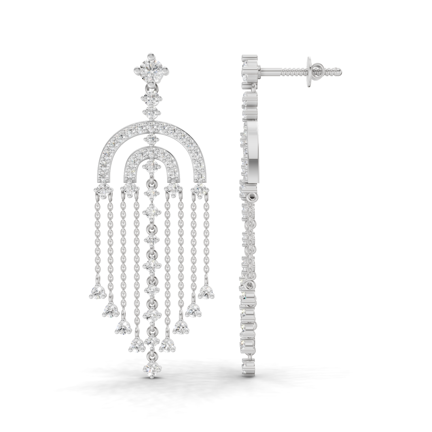 1.45 Carat Chandelier Earrings 14K - White Gold