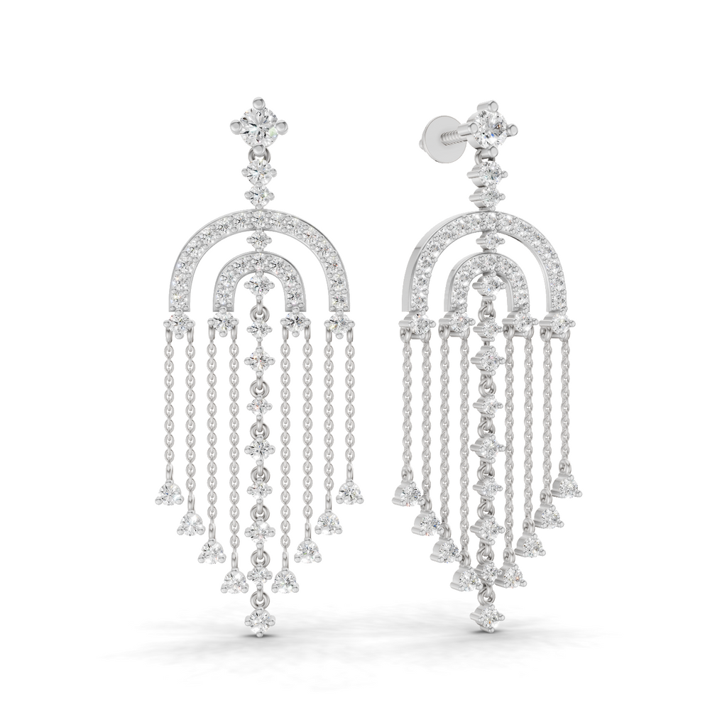 1.45 Carat Chandelier Earrings 14K - White Gold
