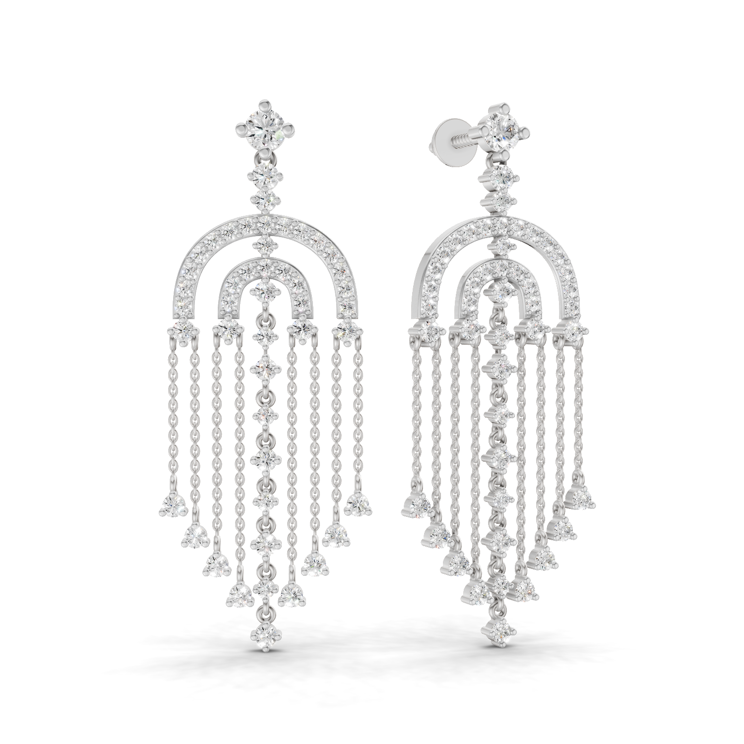 1.45 Carat Chandelier Earrings 14K - White Gold