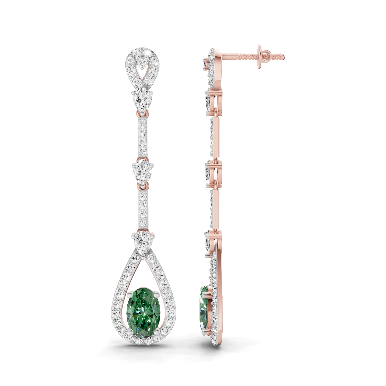 1.62 Carat Dangle Earrings 14K - Rose Gold