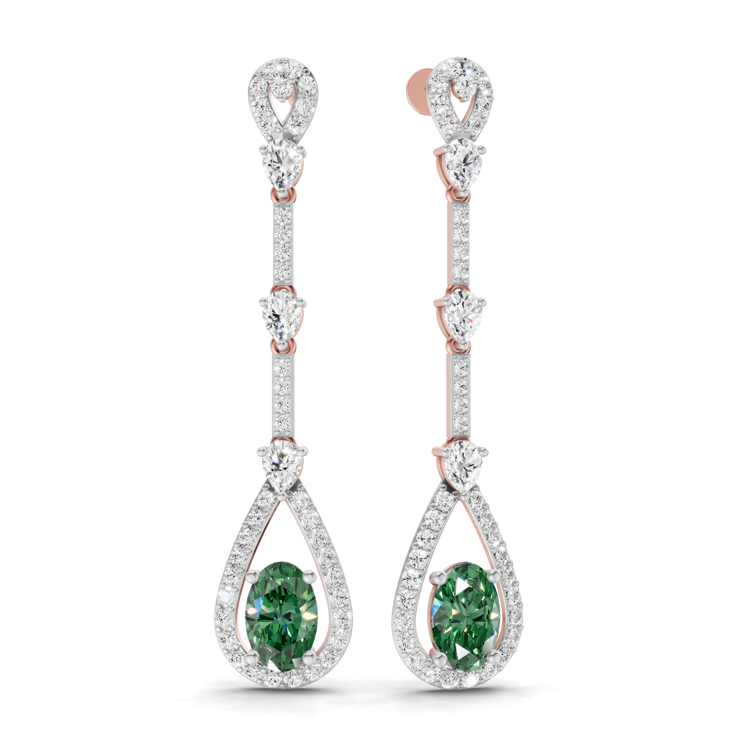 1.62 Carat Dangle Earrings 14K - Rose Gold