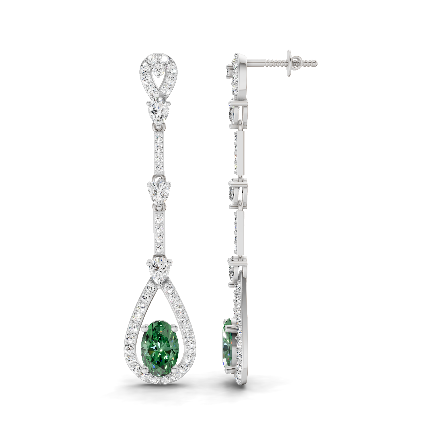 1.62 Carat Dangle Earrings 14K - White Gold