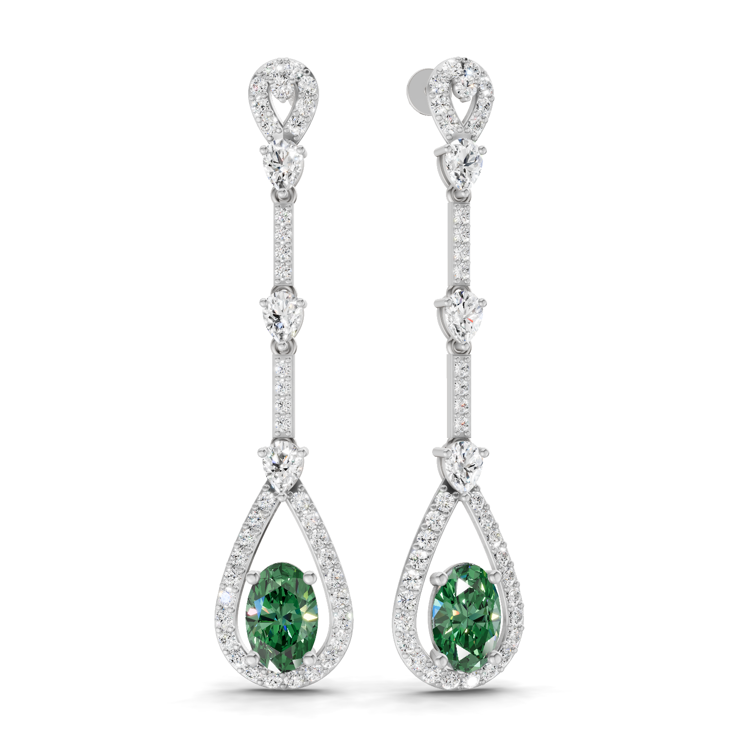 1.62 Carat Dangle Earrings 14K - White Gold