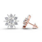 1.73 Carat Round Cluster Diamond Stud Earrings 14K - Rose Gold