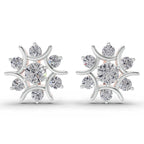 1.73 Carat Round Cluster Diamond Stud Earrings 14K - Rose Gold