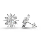 1.73 Carat Round Cluster Diamond Stud Earrings 14K - White Gold