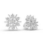 1.73 Carat Round Cluster Diamond Stud Earrings 14K - White Gold
