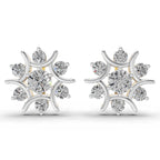 1.73 Carat Round Cluster Diamond Stud Earrings 14K