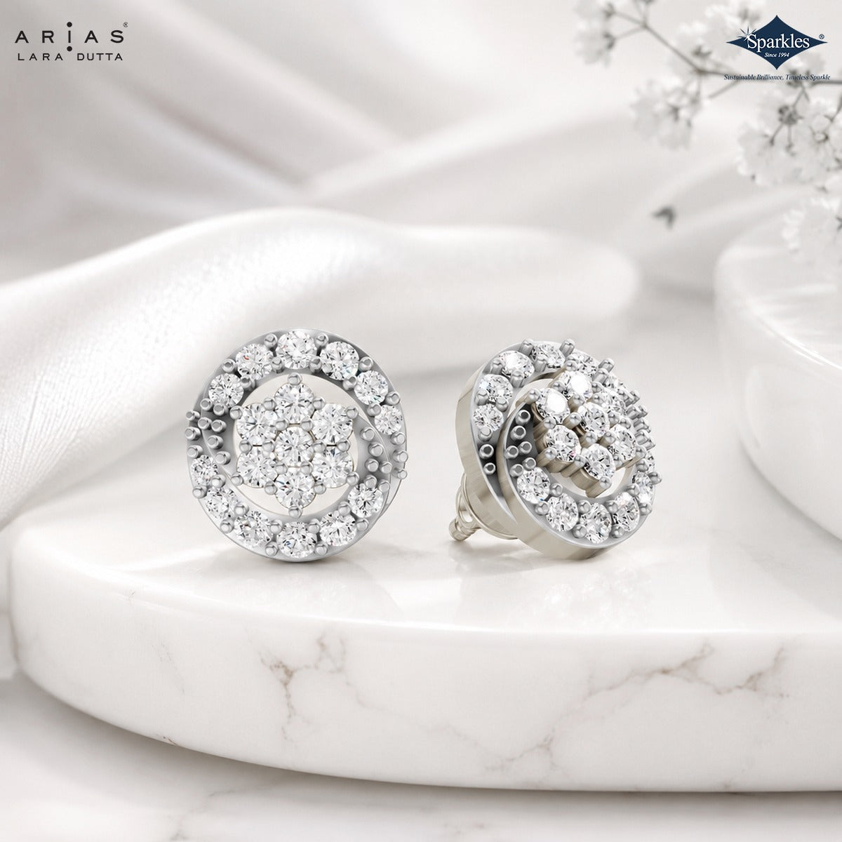 Arias by Lara Dutta Honeycomb Dome Cluster Stud Earrings