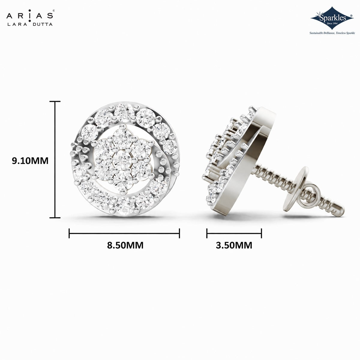Arias by Lara Dutta Honeycomb Dome Cluster Stud Earrings