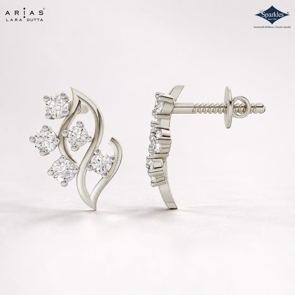Arias by Lara Dutta Swirling Vine Diamond Stud Earrings