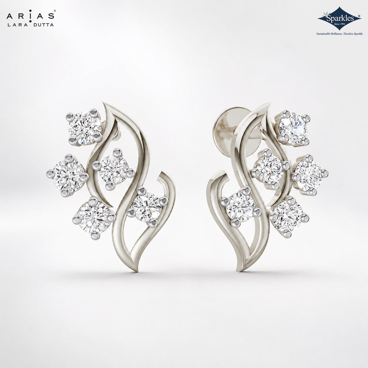 Arias by Lara Dutta Swirling Vine Diamond Stud Earrings