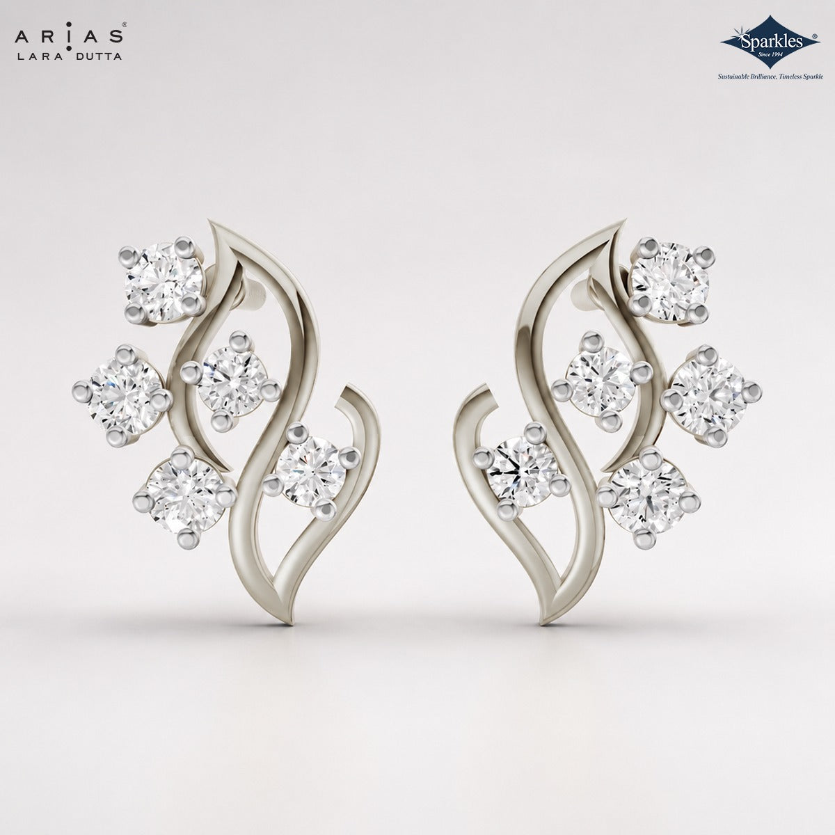 Arias by Lara Dutta Swirling Vine Diamond Stud Earrings