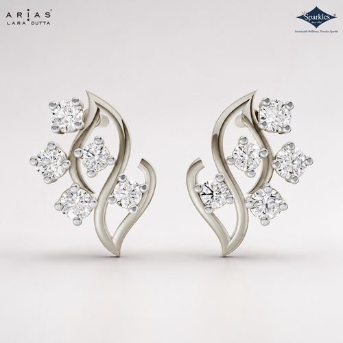 Arias by Lara Dutta Swirling Vine Diamond Stud Earrings