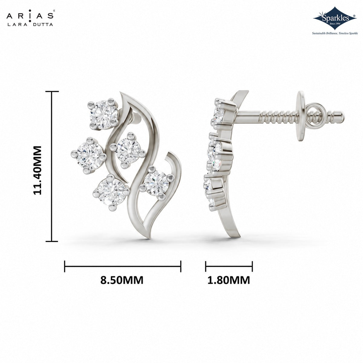 Arias by Lara Dutta Swirling Vine Diamond Stud Earrings