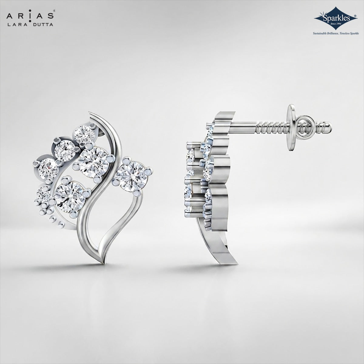 Arias by Lara Dutta Petal Fan Diamond Stud Earrings