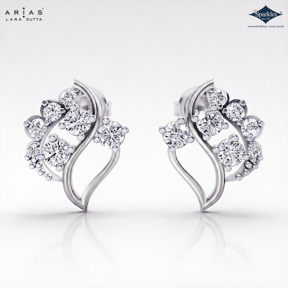Arias by Lara Dutta Petal Fan Diamond Stud Earrings