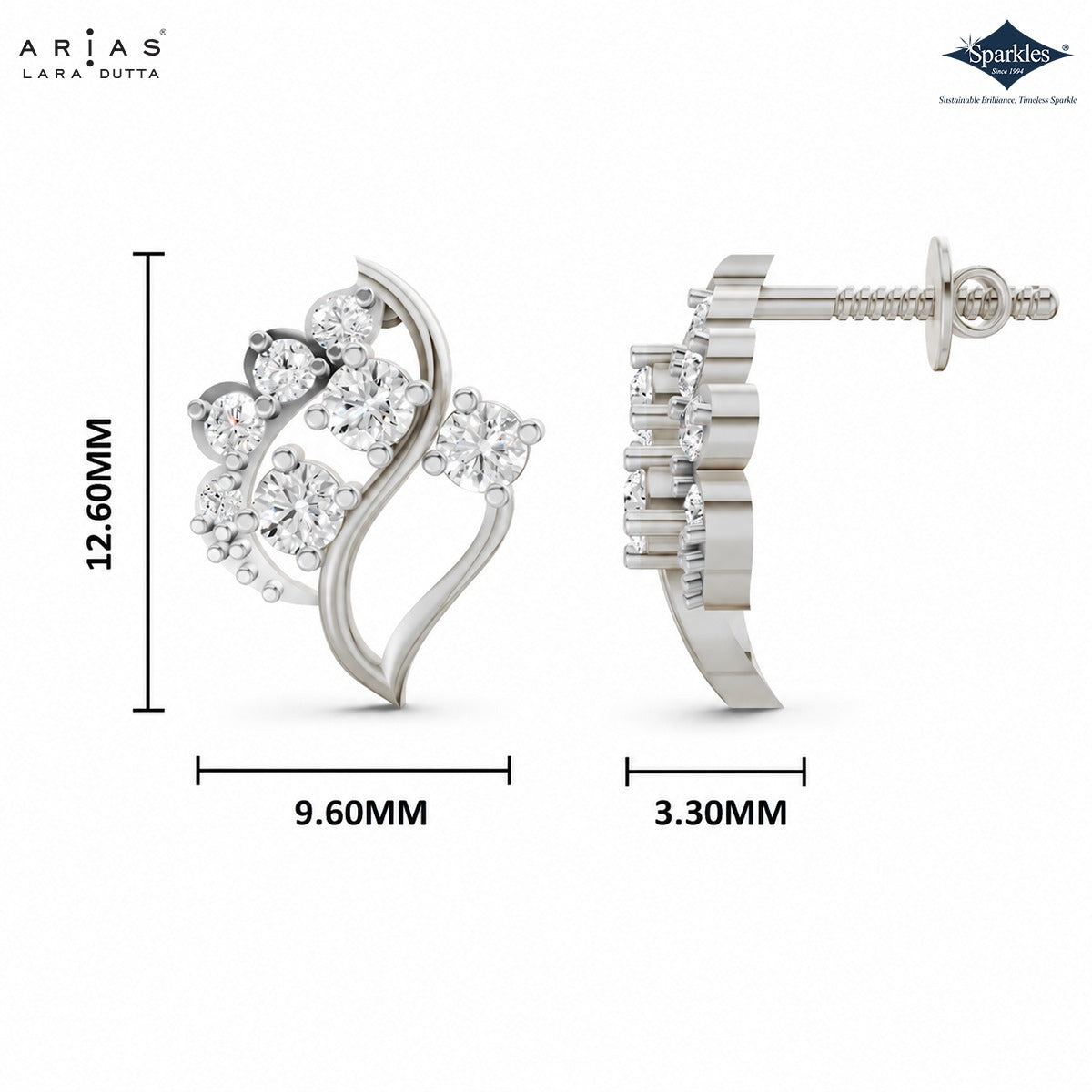 Arias by Lara Dutta Petal Fan Diamond Stud Earrings