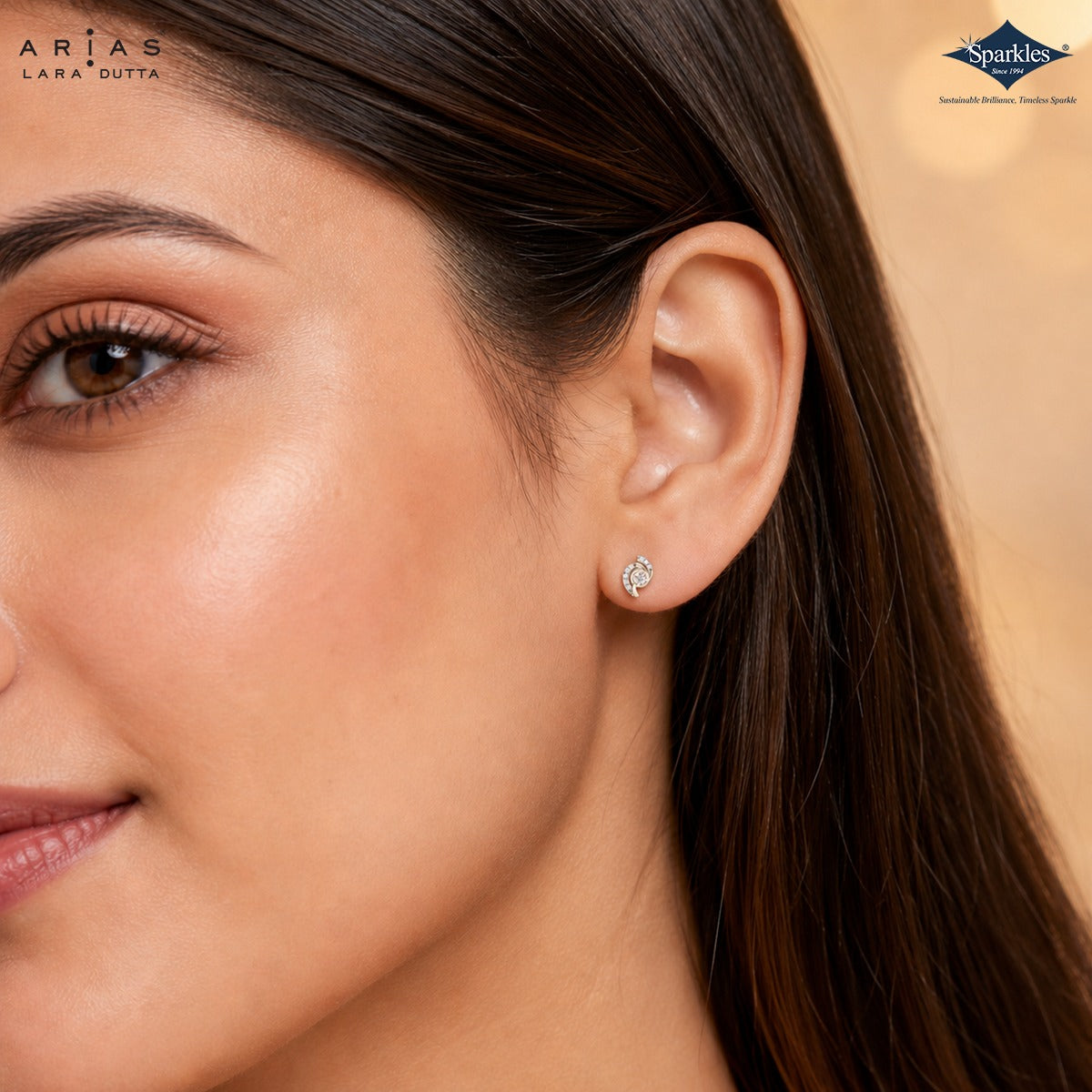 Arias by Lara Dutta Paisley Swirl Diamond Stud Earrings