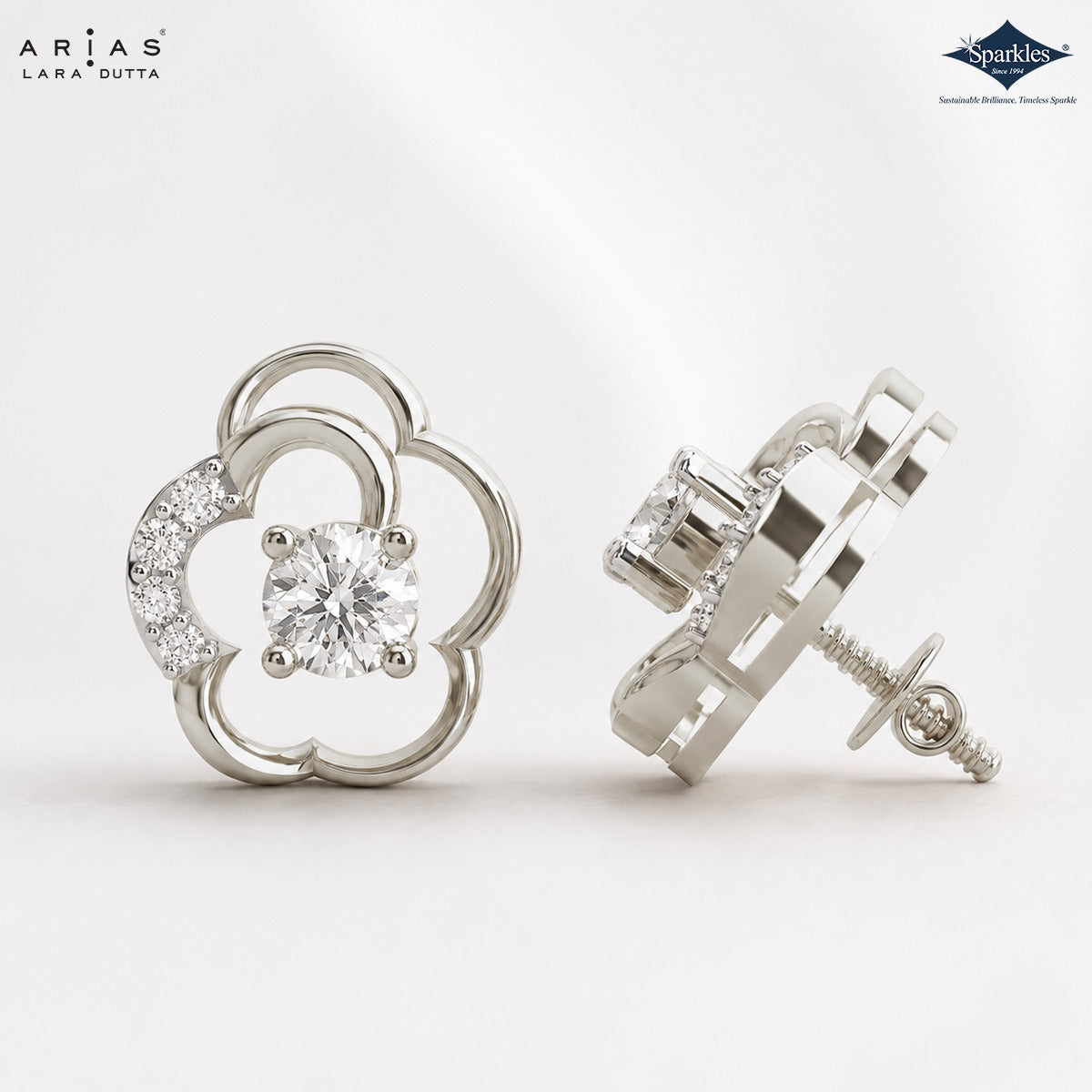 Arias by Lara Dutta Petal Bloom Diamond Stud Earrings