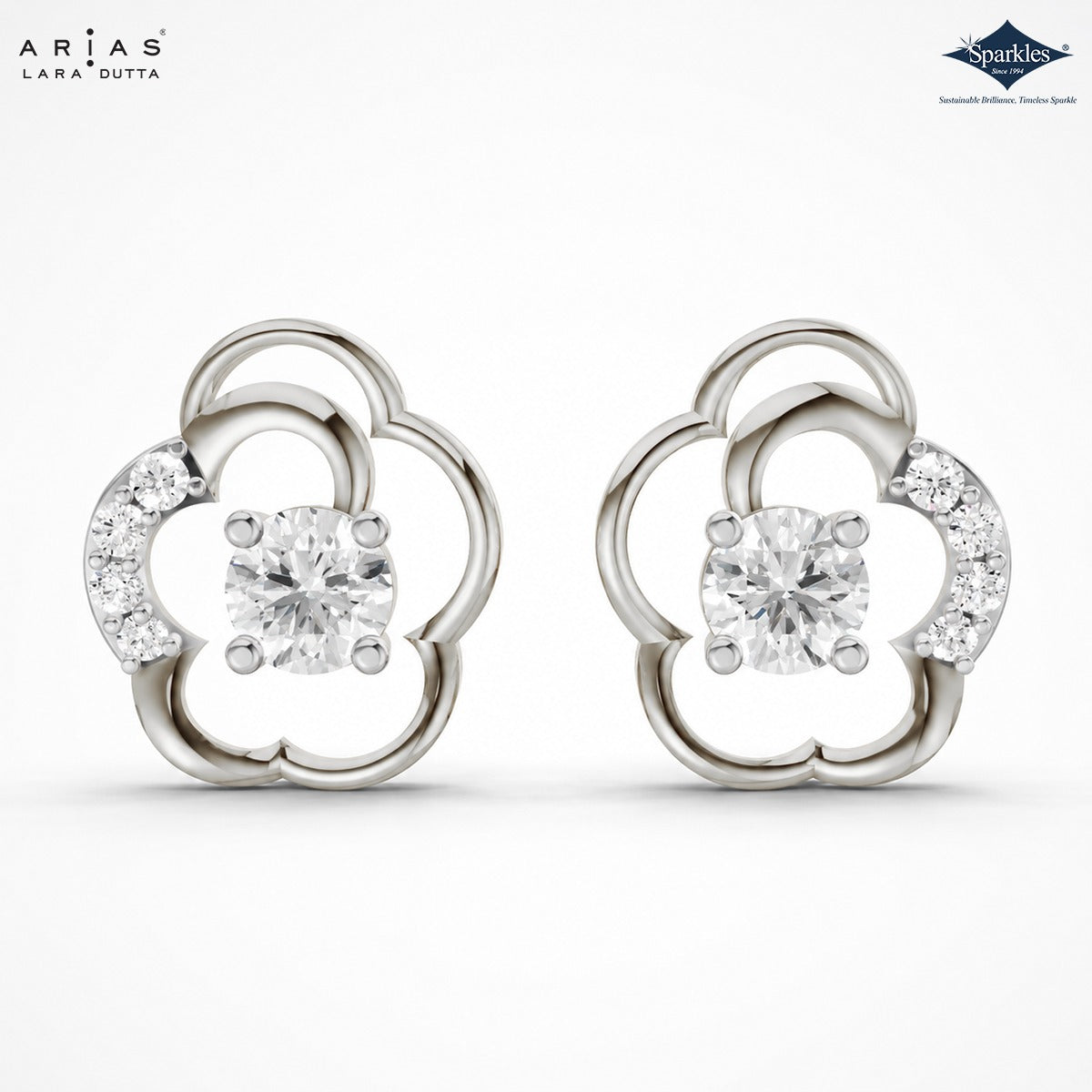 Arias by Lara Dutta Petal Bloom Diamond Stud Earrings