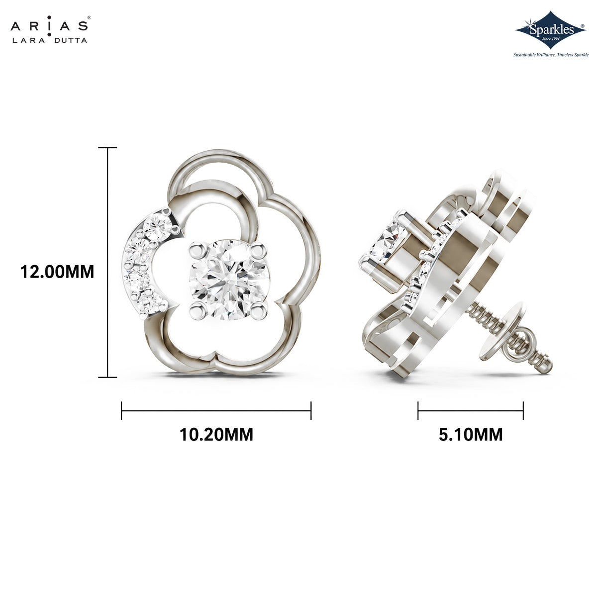 Arias by Lara Dutta Petal Bloom Diamond Stud Earrings