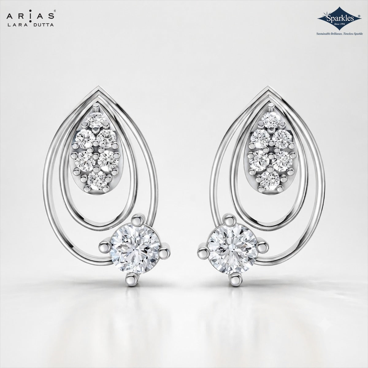 Arias by Lara Dutta Twin Teardrop Diamond Drop Earrings