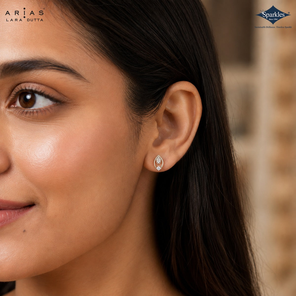 Arias by Lara Dutta Twin Teardrop Diamond Drop Earrings