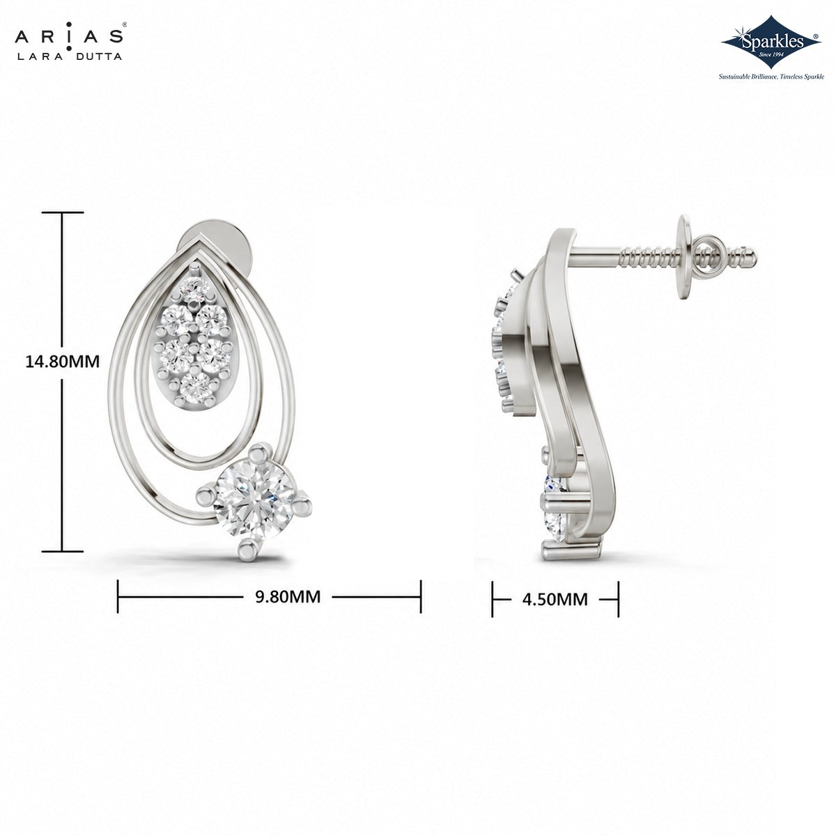 Arias by Lara Dutta Twin Teardrop Diamond Drop Earrings