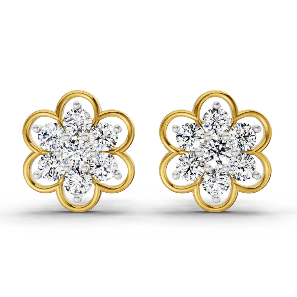1.20 Carat Floral Cluster Diamond Stud Earrings 14K