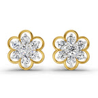 1.20 Carat Floral Cluster Diamond Stud Earrings 14K