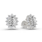 0.95 Carat Oval Cluster Diamond Stud Earrings 14K - White Gold