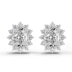 0.95 Carat Oval Cluster Diamond Stud Earrings 14K - White Gold