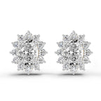 0.95 Carat Oval Cluster Diamond Stud Earrings 14K